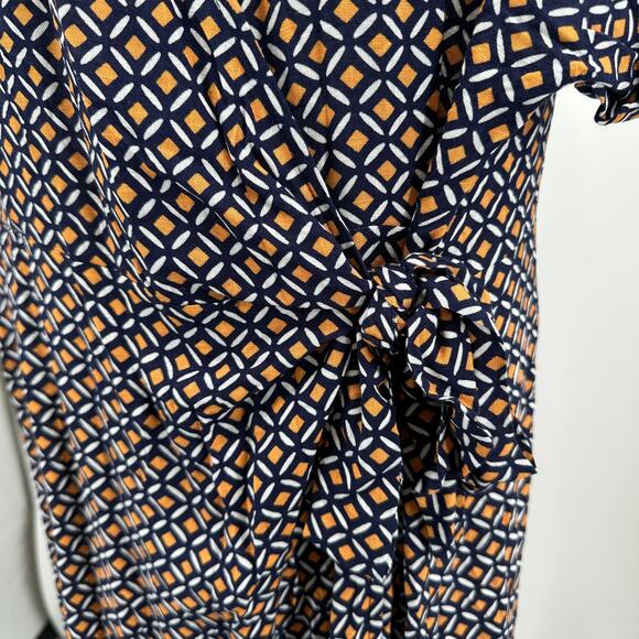 Profile by Gottex Let It Be Wrap Dress Womens L Orange Navy E24093158 V-neck SS - Picture 9 of 16